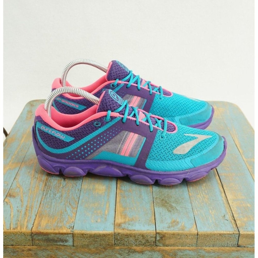 Brooks Womens Pureflow Running Shoes Blue Purple Pink 6.5 US - 39 EU